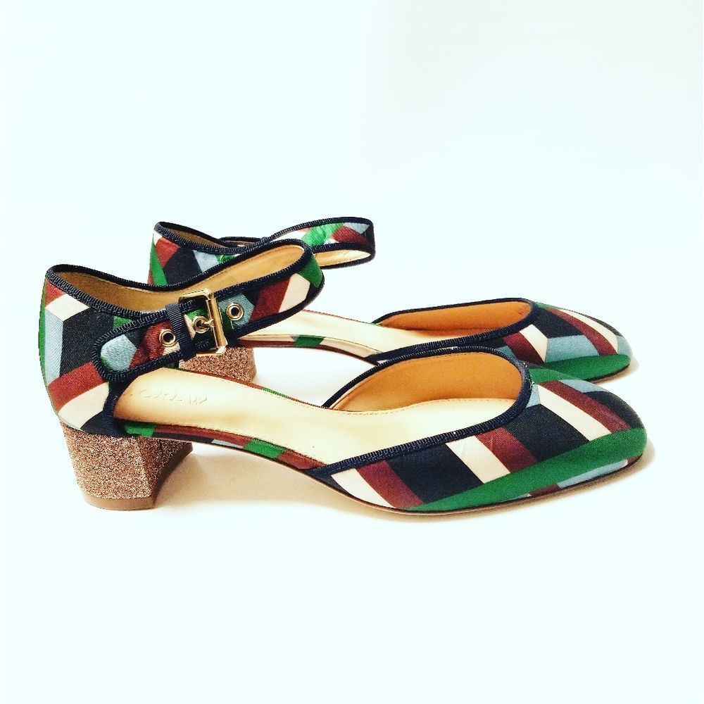 J. Crew Multicolor Striped Mary Jane Heels